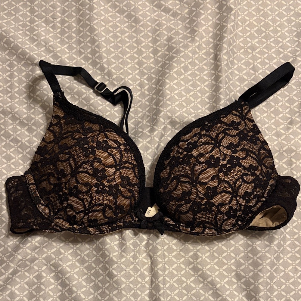 Aerie Black and Tan Lace Bra